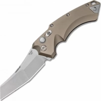 Автоматический складной нож Hogue Wharncliffe EX-A05, клинок Stonewash, сталь 154CM, рукоять пустынный алюминий купить в Одинцове